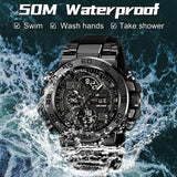Findtime Mens Watch Sport Military Watches Colorful Waterproof Digital Analog Watch Tactical Outdoor Big Face Wrist Watches Dual Time LED Luminous Alarm Stopwatch