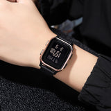 Findtime LED Digital Watch Mens Womens Black Rectangle Square Face Big Numbers Dial Unisex Watches Sports Waterproof Dual Time Stopwatch Fashion Simple Wristwatch