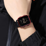 Findtime LED Digital Watch Mens Womens Black Rectangle Square Face Big Numbers Dial Unisex Watches Sports Waterproof Dual Time Stopwatch Fashion Simple Wristwatch