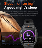 Military Smart Watch for Men Rugged Outdoor Smartwatch with Compass Flashlight Bluetooth Call Voice Assistant 100+ Sports Modes IP68 Waterproof Fitness Tracker with Heart Rate Monitor Sleep Tracker
