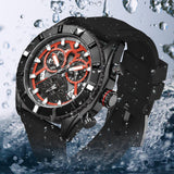 Findtime Sport Designer Analog Chronograph Quartz Business Stylish Watches Luminous Date Calendar Silicon Strap