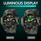Findtime Big Face Men's Watches 50M Waterproof, Mens Analog Digital LED Outdoor Sport Watch 12H/24H Stopwatch Three Time Display