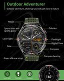 Smart Watch for Men Outdoor Smart Watches Blood Pressure Monitor Heart Rate Sleep Monitor Make/Answer Call Fitness Tracker Compass Pedometer Step Counter Waterproof Flashlight iOS Android Phones
