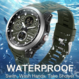 Findtime Men's Military Digital Watch Analog Quartz Waterproof Watches Sport Tactical Outdoor Electronic Multifunctional Wristwatch with Luminous Stopwatch Countdown Alarms Big Face