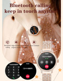 Diamond Smart Watch for Women Bluetooth Call 24/7 Blood Pressure Monitor Heart Rate&Sleep Tracker Fitness Activity Tracker Message Notifications Elegant Rhinestone Dress Smartwatch