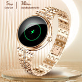 Womens Smart Watches with Diamonds, Luxury Gold Stainless Steel Smartwatch for Women with Answer/Make Call/ 5ATM Waterproof/IP68 Reloj Inteligente para Mujer Android iOS