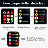 Fall Detection Smart Watch for Seniors Fall Alert Watch with SOS Heart Rate Monitor Sleep Monitoring Pedometer for Android iOS