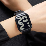 Findtime Unisex Square Big Numbers Dial Digital Watch for Men Women Seniors, 50M Waterproof Large LED Electronic Time Pink Wristwatch Simple Designer
