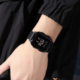 Findtime LED Digital Watch Mens Womens Black Rectangle Square Face Big Numbers Dial Unisex Watches Sports Waterproof Dual Time Stopwatch Fashion Simple Wristwatch