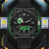 Findtime Cool Watches for Men Construction Heavy Duty Punk Designer Unique Sports Wrist Watch with 5ATM Waterproof Dual Time Display