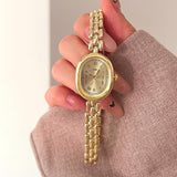 Findtime Gold Watches for Women Vintage Watch Bracelet Womens Dainty Gold Watch Analog Wrist Watches for Women with Fold-Over Clasp