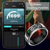 Smart Ring for Women Health Ring Fitness Tracker with Pedometer Heart Rate Monitor Screen Display Prayer Count No Subscription Fee for Android iOS