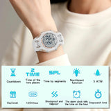 Findtime Digital Watches for Men Women Waterproof Sports Watch with Stopwatch Countdown Alarm Silicone Strap Unique Style Transparent Case