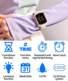 Findtime Unisex Digital Watch with Large Display 5ATM Waterproof Sports Watch Lightweight Silicone Strap Backlight LED Stopwatch Alarm Dual Time Modern Square Casual Watch for Men & Women