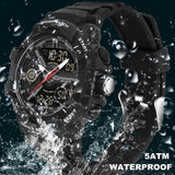 Findtime Men's Colorful Watches Sports Outdoor Waterproof Big Face Watch for Men with LED Alarm Date Dual Dial Time Stopwatch