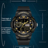 Findtime Men Analog Digital Sports Watch, Large Face Dual Display 5ATM Waterproof Stopwatch for Men Military Outdoor Tactical Army Wristwatch LED 12/24H