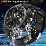 Findtime Mens Digital Analog Watches for Men, Men's Sports Outdoor Watch Military Tactical Wristwatch with Alarm Water Shock Resistant Date Dual Display Stopwatch