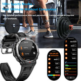 Smart Watch for Men Military Watches Heart Rate Monitor Sleep Tracking Bluetooth Calling Message Notifications Fitness Tracker Step Counter Outdoor Sports Flashlight Remote Camera Waterproof