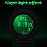 Findtime Men's Pedometer Step Counter Watch Military Compass Watches Nylon Strap Digital Sport Waterproof Tactical Wrist Watch Calories Tracker Metronome Watches Dual Time LED Stopwatch, No Bluetooth No App