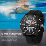 Findtime Mens Watches Sports Outdoor Waterproof Men's Digital Analog Watch with Countdown/LED Backlight/Timer/Alarm/Date Stopwatch