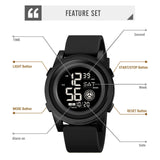 Findtime Digital Watch for Men Women 5Bar Waterproof Outdoor Sports Wrist Watches with Dual Time/Timer/12/24 H/LED Back Ligh/Alarm/Stopwatch