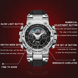 Findtime Tactical Watches for Men Black Military 5ATM Waterproof Sport Digital Watch Cool Designer World Time Countdown 12/24H Stopwatch