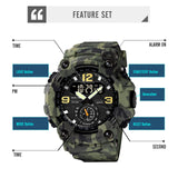 Findtime Big Face Men's Watches 50M Waterproof, Mens Analog Digital LED Outdoor Sport Watch 12H/24H Stopwatch Three Time Display