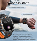 Military Smart Watch for Men Rugged Outdoor Smartwatch with Compass Flashlight Bluetooth Call Voice Assistant 100+ Sports Modes IP68 Waterproof Fitness Tracker with Heart Rate Monitor Sleep Tracker