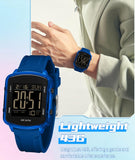 Findtime Unisex Digital Watch with Large Display 5ATM Waterproof Sports Watch Lightweight Silicone Strap Backlight LED Stopwatch Alarm Dual Time Modern Square Casual Watch for Men & Women