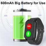 Fall Detection Smart Watch for Seniors Fall Alert Watch with GPS Track SOS Heart Rate Monitor Long Lasting Battery for Android iOS Red