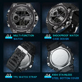 Findtime Military Watch Tactical Watches for Men Waterproof Rugged Outdoor Wristwatch Sports Mens Analog Digital 12/24H Big Face Large Dual Display LED Alarm Stopwatch