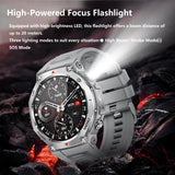 Smart Watch for Men Military Watches Heart Rate Monitor Sleep Tracking Bluetooth Calling Message Notifications Fitness Tracker Step Counter Outdoor Sports Flashlight Remote Camera Waterproof