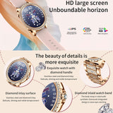 Luxury Black Smart Watches for Women, Diamond Round Designer Fitness Tracker Smartwatch for Android iOS Phones with Make/Answer Call Sleep Monitor