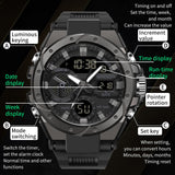 Findtime Mens Digital Analog Watches for Men, Men's Sports Outdoor Watch Military Tactical Wristwatch with Alarm Water Shock Resistant Date Dual Display Stopwatch