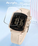 Findtime Unisex Digital Watch with Large Display 5ATM Waterproof Sports Watch Lightweight Silicone Strap Backlight LED Stopwatch Alarm Dual Time Modern Square Casual Watch for Men & Women