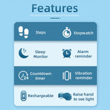 Non-Bluetooth Fitness Tracker Pedometer Watch Step Counter Calorie Vibrate Alarm Fitness Watch IP65 Water Resistance Sports Digital Watch