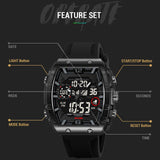 Findtime Men Watches Fashion Tonneau Novelty Designer Stylish Dress Wrist Watch with Alarm LED Dual Time 12/24H Calendar Colorful