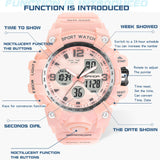 Findtime Digital Watch Womens, Black Reloj para Mujer Waterproof Sports Running Watches for Women with 24 Hour Dual Time Stopwatch