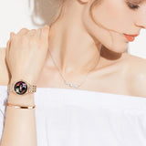 Rose Gold Ladies Smart Watch Bracelet Elegant Fitness Tracker Pedometer Calorie Sleep Monitor Heart Rate Exercise Stainless Steel Wristband