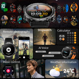 Smart Watch for Men GPS Outdoor Tactical Smartwatch with Altimeter Barometer Compass ABC Watch Bluetooth Calling 100+ Sports Modes Heart Rate Monitor Sleep Monitor Smart Notifications Voice Assistant