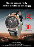 Pilot MIlitary Watches for Men Solar Watch for Pilot Analog Watch 316Stainless Steel Leather Strap Fuel Consumption/Airspeed/Distance/Flight Time Calculation Waterproof Luminous Fashion Gift for Men