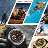 Findtime Cool Watches for Men Construction Heavy Duty Punk Designer Unique Sports Wrist Watch with 5ATM Waterproof Dual Time Display