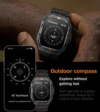 Military Smart Watch for Men Rugged Outdoor Smartwatch with Compass Flashlight Bluetooth Call Voice Assistant 100+ Sports Modes IP68 Waterproof Fitness Tracker with Heart Rate Monitor Sleep Tracker