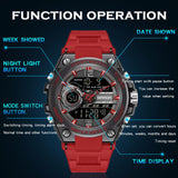 Findtime Military Watch Tactical Watches for Men Waterproof Rugged Outdoor Wristwatch Sports Mens Analog Digital 12/24H Big Face Large Dual Display LED Alarm Stopwatch