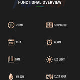 Findtime Men Watches Fashion Tonneau Novelty Designer Stylish Dress Wrist Watch with Alarm LED Dual Time 12/24H Calendar Colorful