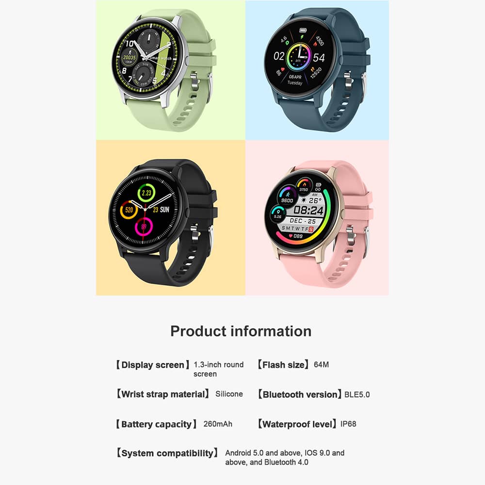 Findtime Smart Watch with Blood Pressure Heart Rate Blood Oxygen Monitor for Andriod & IOS Phones