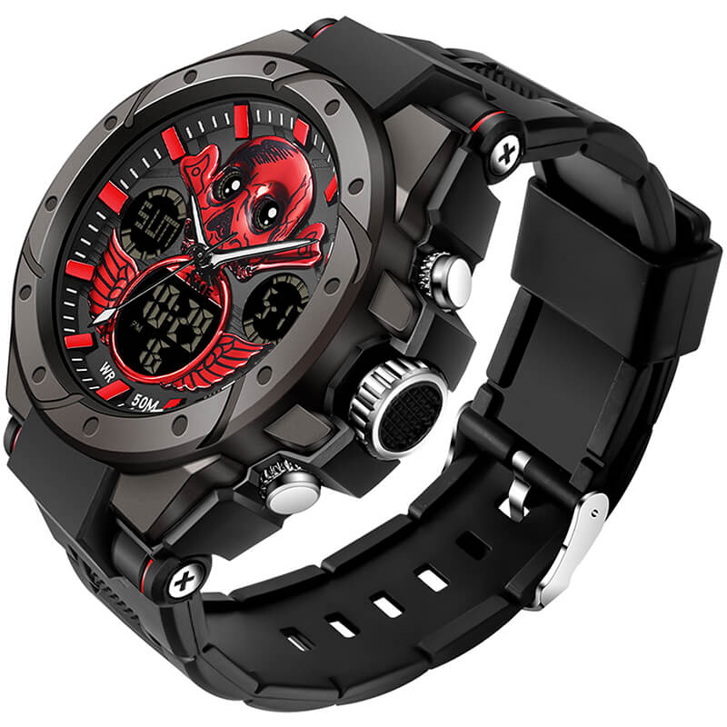 Findtime Digital Watches for Men│Skull Dial Waterproof Military Watch