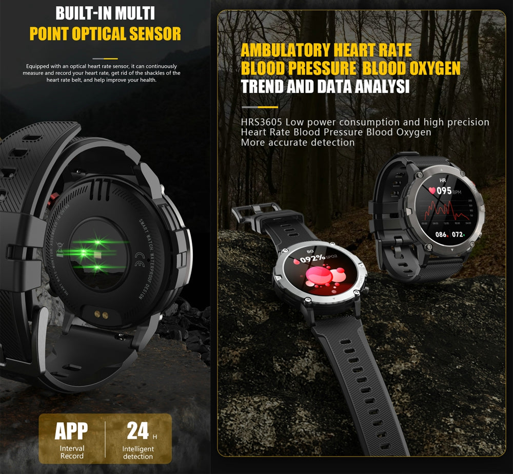 Findtime Smart Watch Bluetooth Calling Blood Pressure Heart Rate Monitor Drop and Smash Resistance
