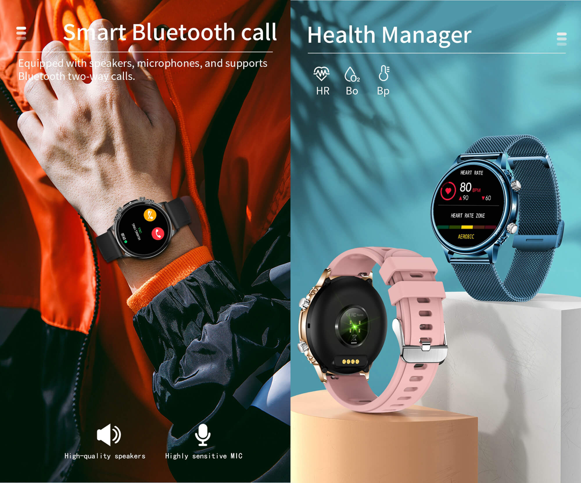 Findtime Smart Watch Bluetooth Call Blood Pressure Heart Rate Monitor