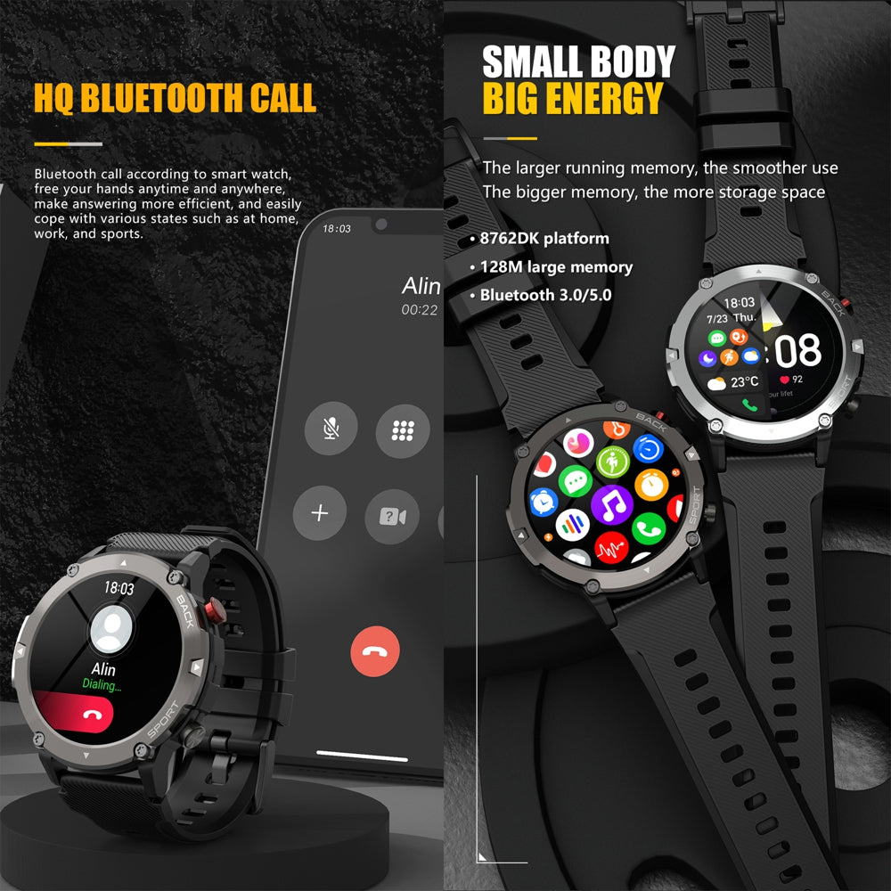 Findtime Smart Watch Bluetooth Calling Blood Pressure Heart Rate Monitor Drop and Smash Resistance